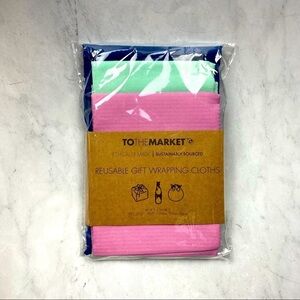 To The Market: Colorful Reusable Gift Wrapping Cloths Set Of 3 OS (NWT)